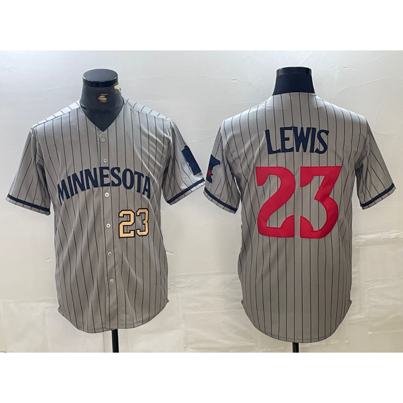 Minnesota Twins #23 Royce Lewis Number 2023 Grey Fedasgoge Home Team Cool Base Stitched Jersey 2