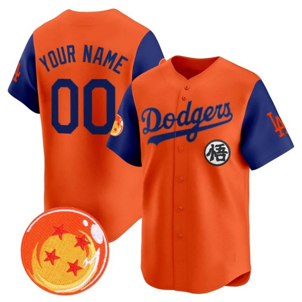Custom Los Angeles Dodgers x Dragon Ball Royal Orange Fedasgoge Vapor Premier Limited Jersey - Stitched
