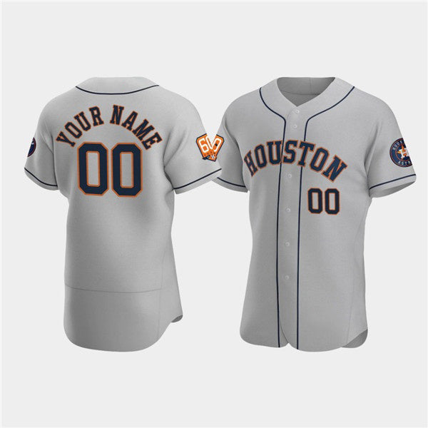 Custom Houston Astros Active Player Gray Fedasgoge 60th Anniversary Flex Base Stitched Jersey