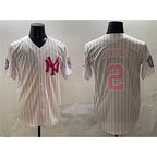 New York Yankees #2 Derek Jeter Pink Fedasgoge With Patch Limited Stitched Jersey