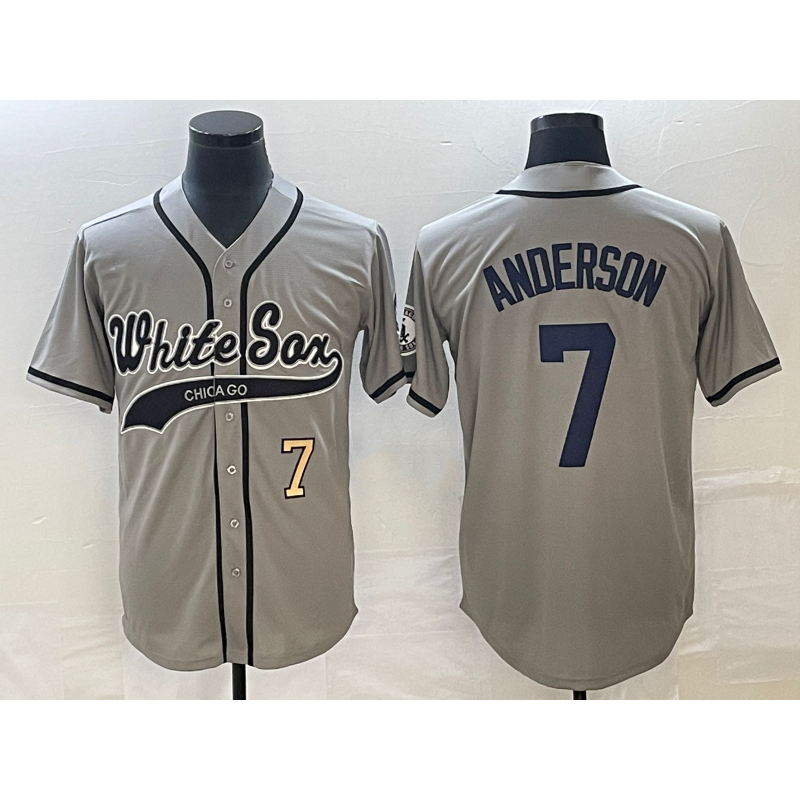 Chicago White Sox #7 Tim Anderson Number Grey Fedasgoge Cool Base Stitched Jersey