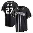 Colorado Rockies #27 Jordan Beck Player Black Fedasgoge Fashion Out Home Game Stitched Jerseys