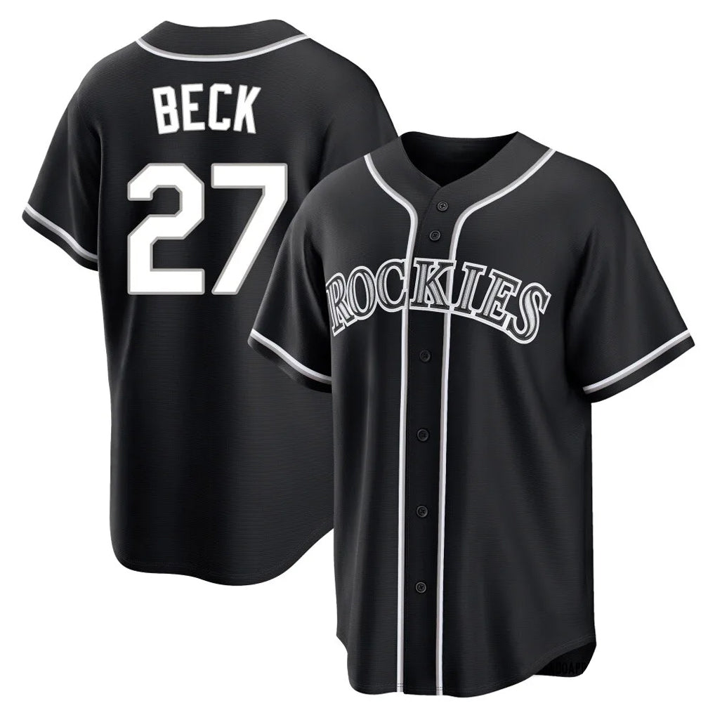 Colorado Rockies #27 Jordan Beck Player Black Fedasgoge Fashion Out Home Game Stitched Jerseys