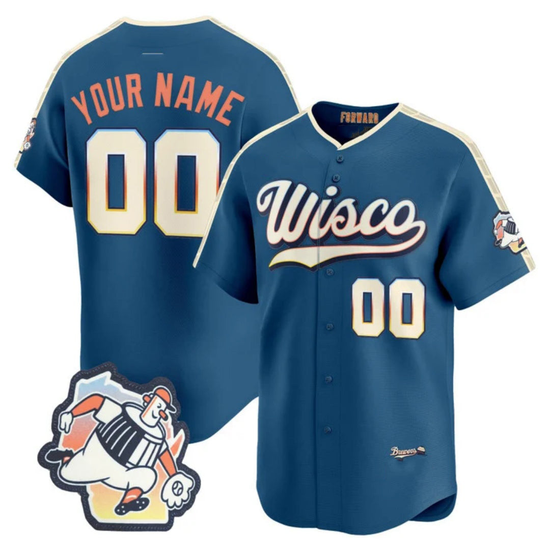 Custom Milwaukee Brewers Mineral Blue Fedasgoge 2026 City Connect Stadium Stitched Stitched Jersey