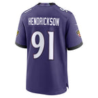 B.Ravens #91 Trey Hendrickson Purple Fedasgoge Team Game Jersey