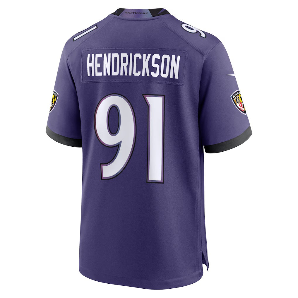 B.Ravens #91 Trey Hendrickson Purple Fedasgoge Team Game Jersey