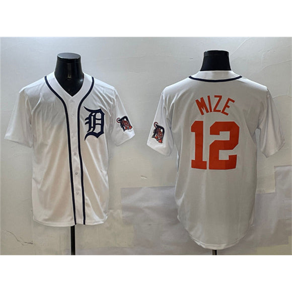 Detroit Tigers #12 Casey Mize White Fedasgoge With Patch Cool Base Stitched Jersey