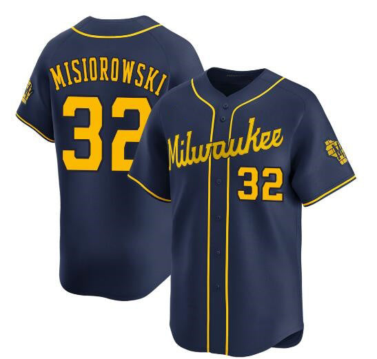 Milwaukee Brewers #32 Jacob Misiorowski Navy Fedasgoge Alternate Limited Stitched Jersey
