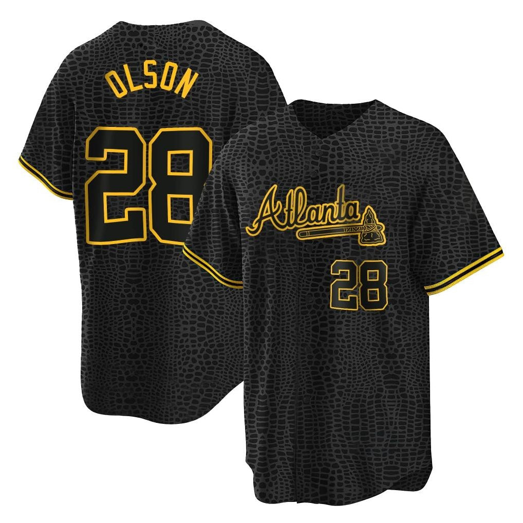 Atlanta Braves #28 Matt Olson Player Black Fedasgoge Snake Skin City Home Game Stitched Jerseys