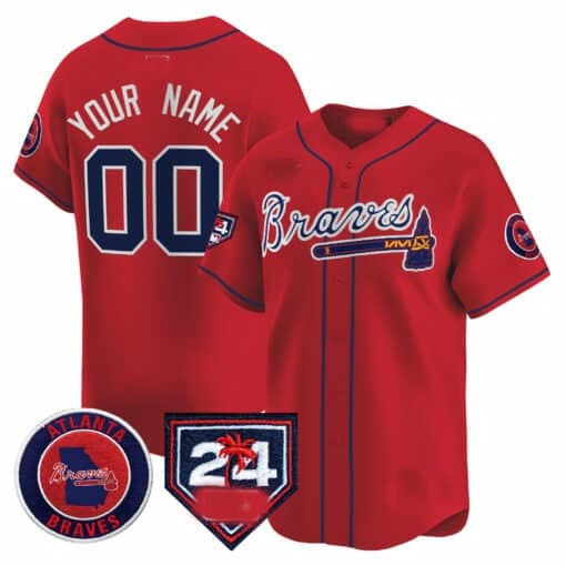 Custom Atlanta Braves 2024 Spring Training Patch Vapor Premier Limited Jersey ¨C Red Fedasgoge