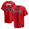 Atlanta Braves #44 Hank Aaron Player Red Fedasgoge Home Game Stitched Jerseys