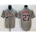 Houston Astros #27 Jose Altuve Gray Fedasgoge With Patch Cool Base Stitched Jersey
