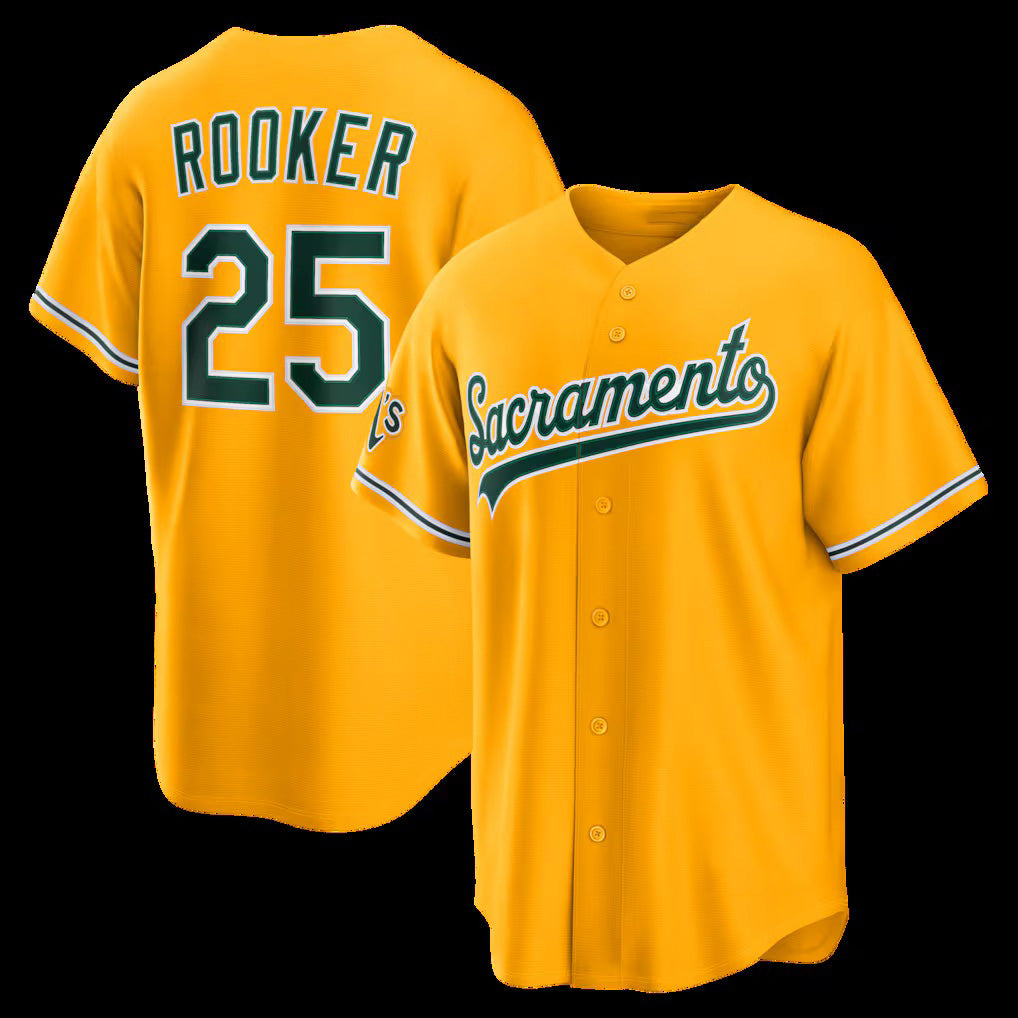 Oakland Athletics #25 Brent Rooker Gold Fedasgoge Alternate Stadium Jersey