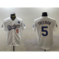 Los Angeles Dodgers #5 Freddie Freeman White Gold Fedasgoge 2024 World Series With No. 34 Patch Home Limited Stitched Jersey