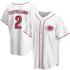Cincinnati Reds #2 Nick Castellanos White Fedasgoge 2021 Replica Home Jersey