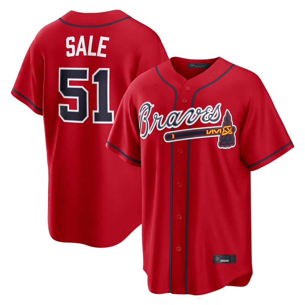Atlanta Braves #51 Chris Sale Player Red Fedasgoge Home Game Stitched Jerseys