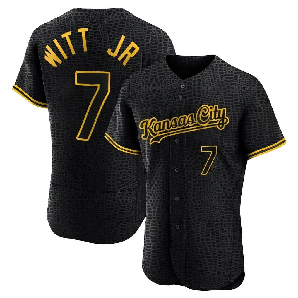 Kansas City Royals #7 Bobby Witt Jr. Player Black Fedasgoge Snake Skin City Limited Elite Stitched Jerseys