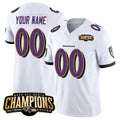 Custom B.Ravens Active Player White Fedasgoge 2023 F.U.S.E. AFC North Champions Vapor Limited Stitched Jersey