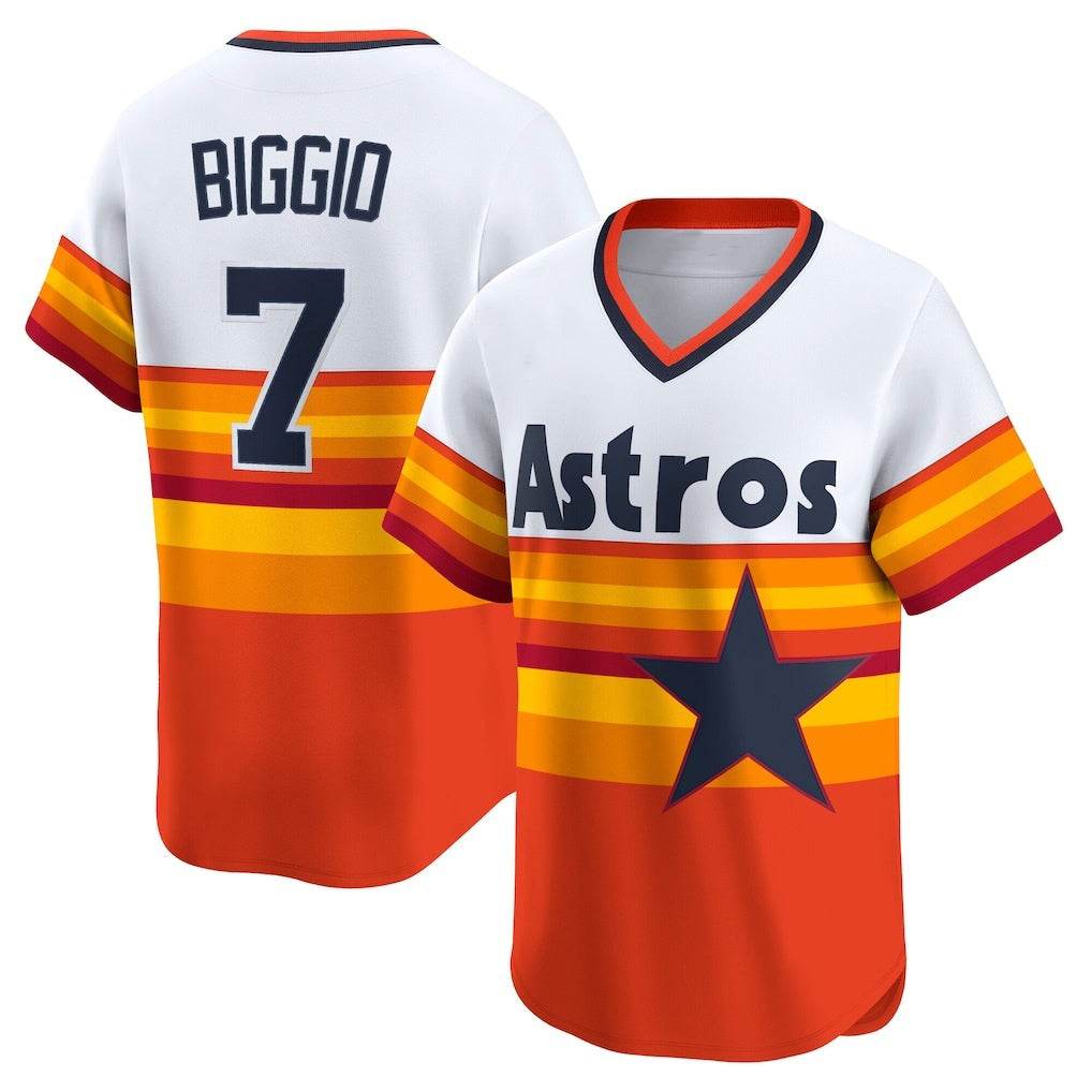 Houston Astros #7 Craig Biggio White Fedasgoge Throwback Cooperstown Collection Limited Player Jersey