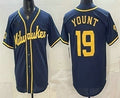 Milwaukee Brewers #19 Robin Yount Navy Blue Fedasgoge Stitched Cool Base Jersey