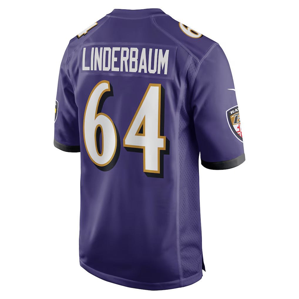 B.Ravens #64 Tyler Linderbaum Purple Fedasgoge Player Game Jersey