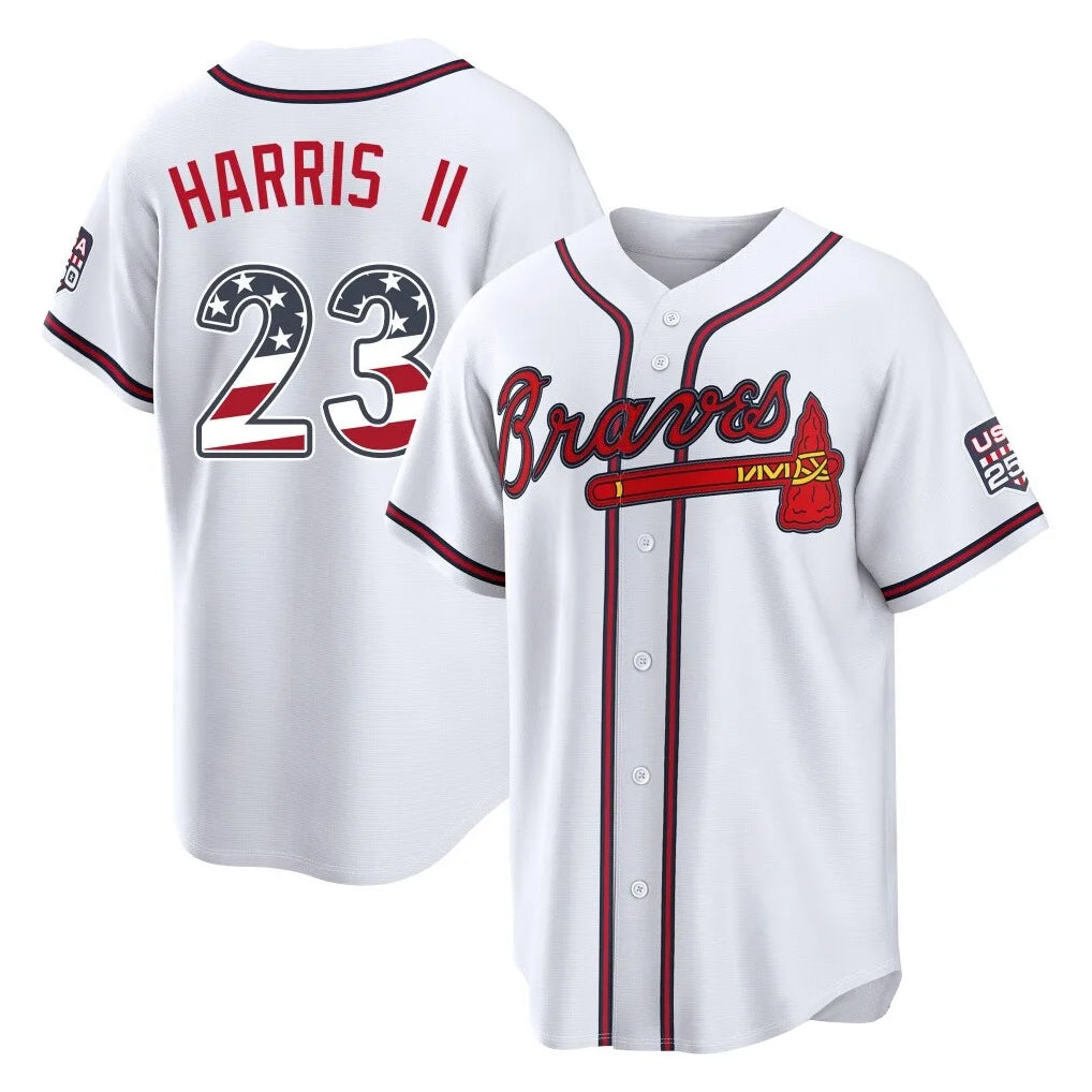 Atlanta Braves #23 Michael Harris II Player White Fedasgoge USA 250 Fourth Of July Limited Home Game Stitched Jerseys