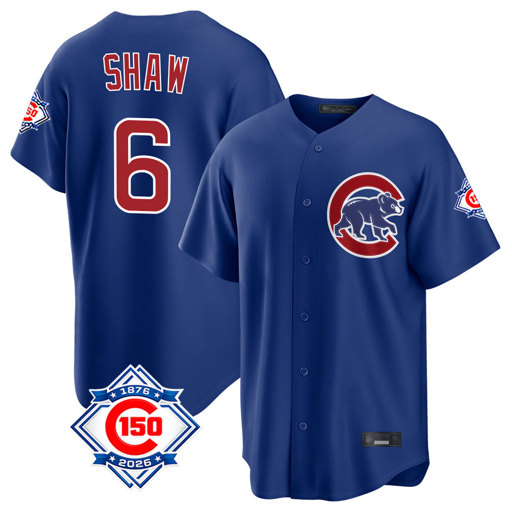 Chicago Cubs #6 Matt Shaw Player Royal Fedasgoge 150th Anniversary Home Game Stitched Jerseys