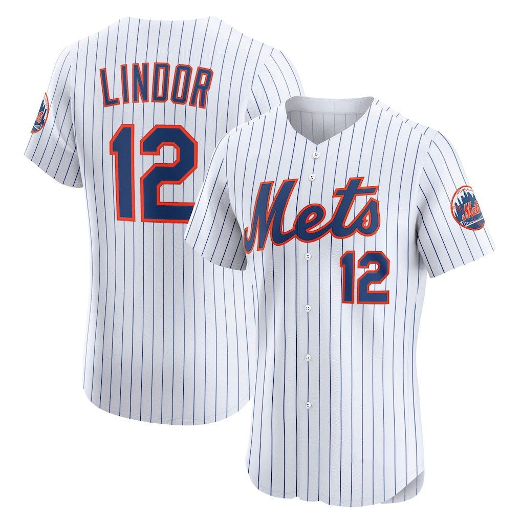 New York Mets #12 Francisco Lindor White Fedasgoge Home Elite Player Jersey