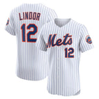 New York Mets #12 Francisco Lindor White Fedasgoge Home Elite Player Jersey