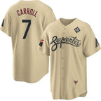 Arizona Diamondbacks #7 Corbin Carroll Gold Fedasgoge 2023 World Series City Connect Cool Base Stitched Jersey