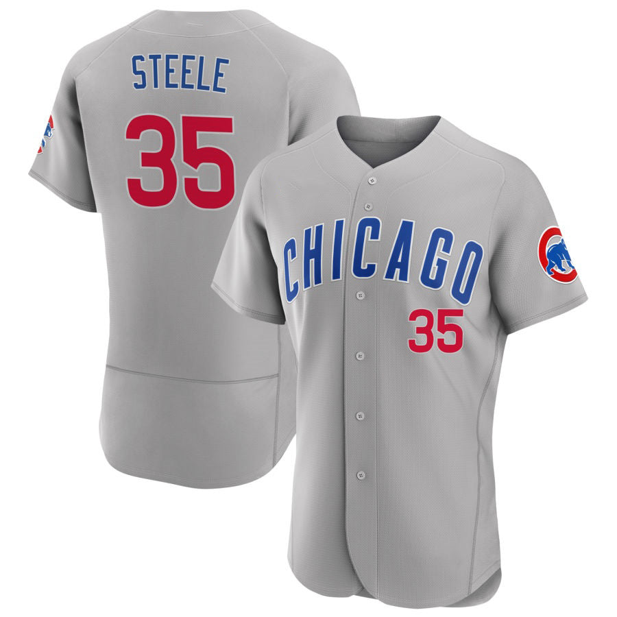 Chicago Cubs #35 Justin Steele Gray Fedasgoge Road Flex Base Player Jersey