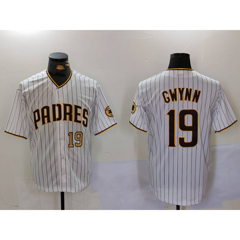 San Diego Padres #19 Tony Gwynn White Fedasgoge Team Logo Stitched Cool Base Jerseys