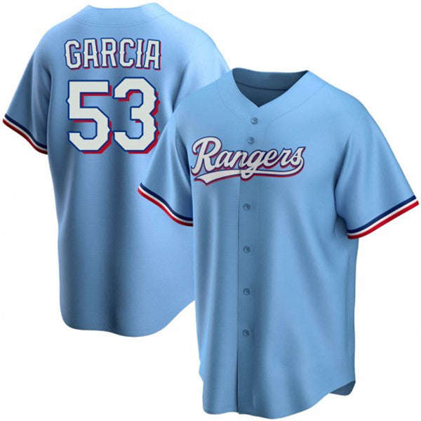Texas Rangers #53 Adolis Garcia Light Blue Fedasgoge Cool Base Stitched Jersey