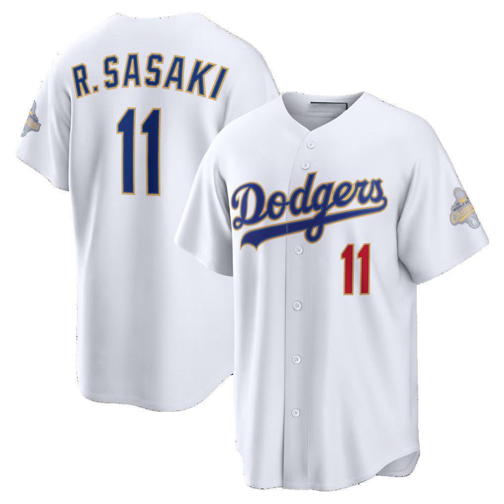 Los Angeles Dodgers #11 Roki Sasaki White Fedasgoge 2026 Gold Collection Stadium Jersey