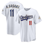Los Angeles Dodgers #11 Roki Sasaki White Fedasgoge 2026 Gold Collection Stadium Jersey