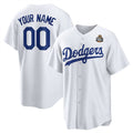 Custom Los Angeles Dodgers Active Player White Fedasgoge 2024 World Series Cool Base Stitched Jersey
