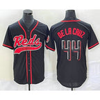 Cincinnati Reds #44 Elly De La Cruz Black Fedasgoge With Patch Cool Base Stitched Jersey