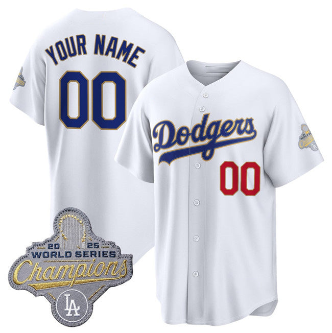Custom Los Angeles Dodgers ACTIVE PLAYER White Fedasgoge 2026 Gold Collection Stadium Stitched Jersey