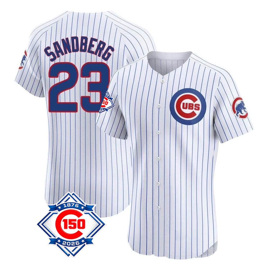 Chicago Cubs #23 Ryne Sandberg Player White Fedasgoge 150th Anniversary Limited Elite Home Game Stitched Jerseys