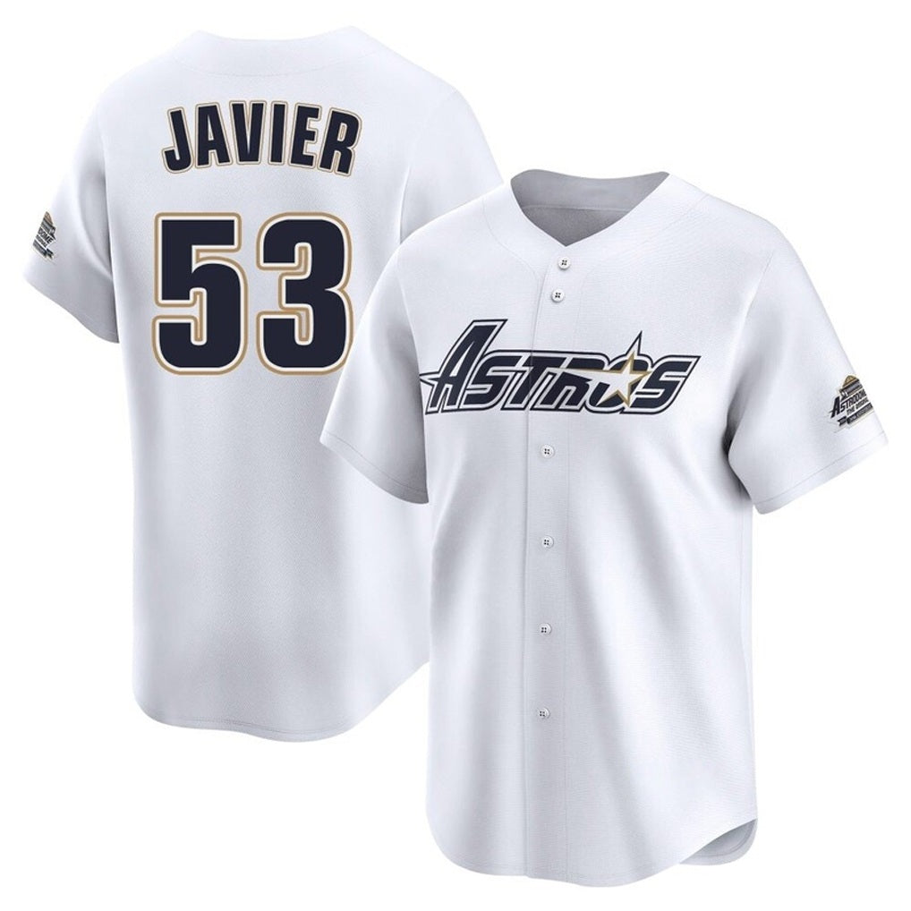 Houston Astros #53 Cristian Javier Player White Fedasgoge Throwback Cooperstown Collection Limited Stitched Jerseys