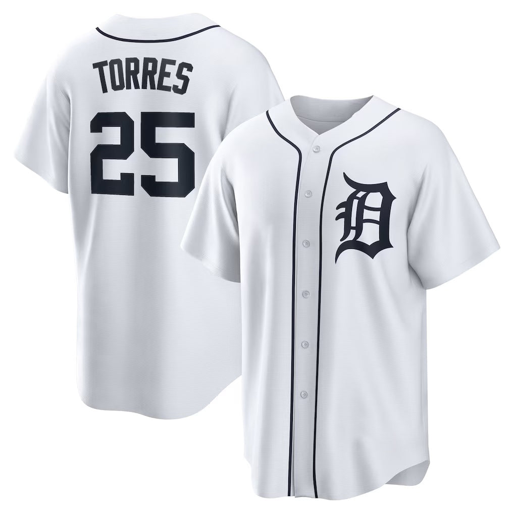 Detroit Tigers #25 Gleyber Torres White Fedasgoge Home Replica Jersey