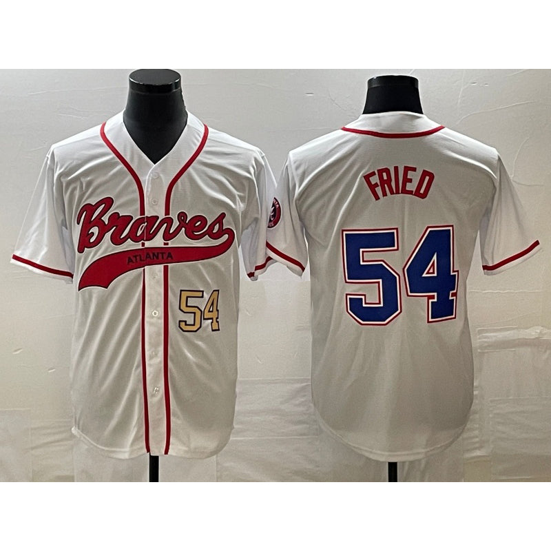 Atlanta Braves #54 Max Fried Number White Fedasgoge Cool Base With Patch Stitched Jersey