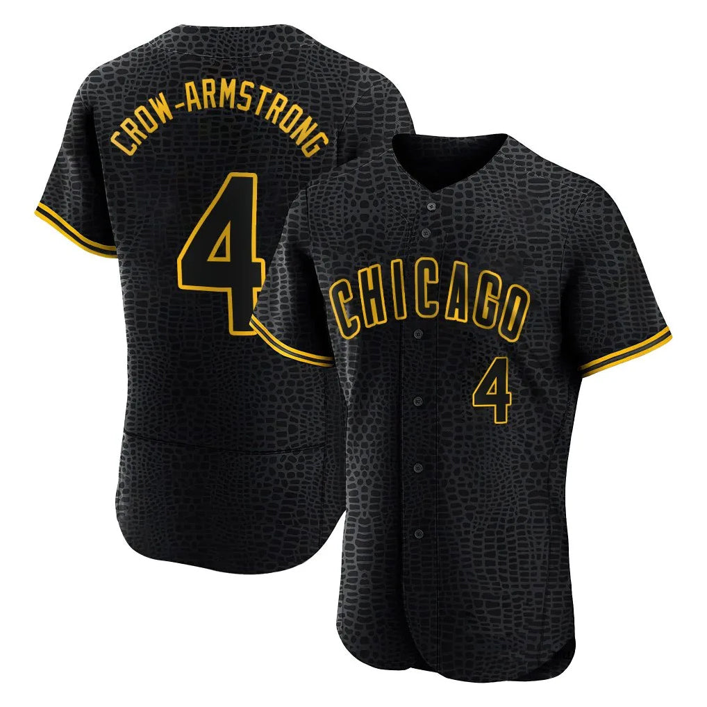 Chicago Cubs #4 Pete Crow-Armstrong Player Black Fedasgoge Snake Skin City Limited Elite Home Game Stitched Jerseys