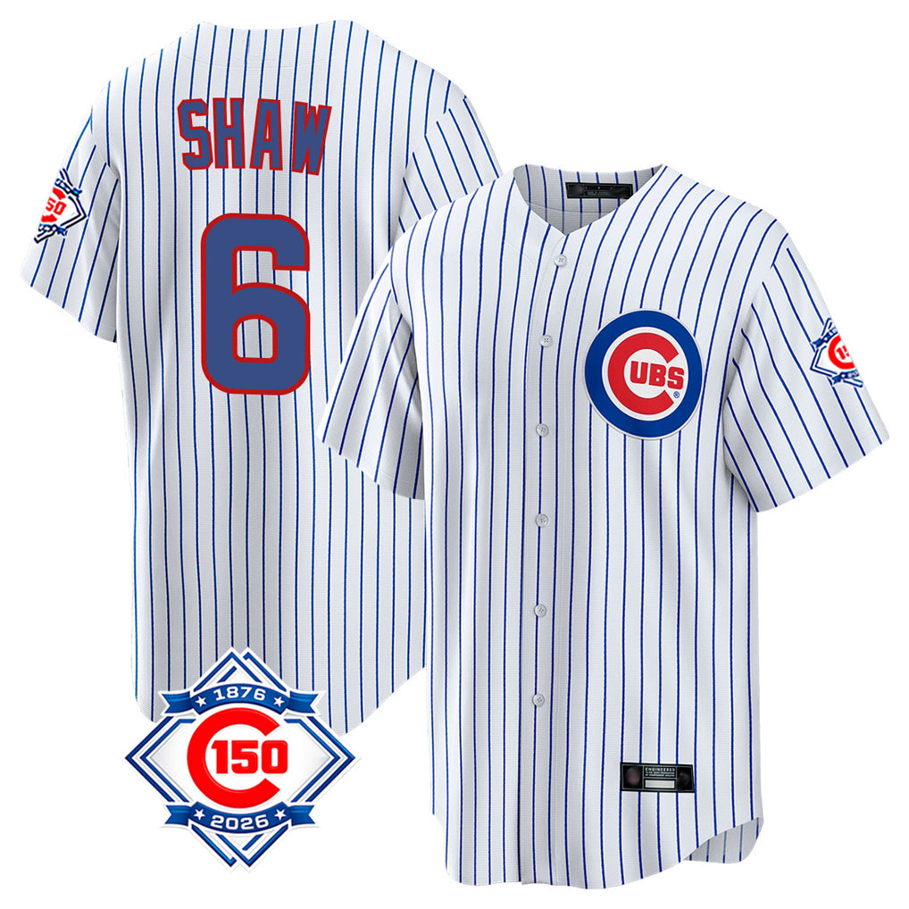 Chicago Cubs #6 Matt Shaw Player White Fedasgoge 150th Anniversary Home Game Stitched Jerseys