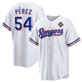 Texas Rangers #54 Mart¨ªn P¨¦rez White Fedasgoge 2023 World Series Stitched Jersey