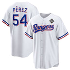 Texas Rangers #54 Mart¨ªn P¨¦rez White Fedasgoge 2023 World Series Stitched Jersey