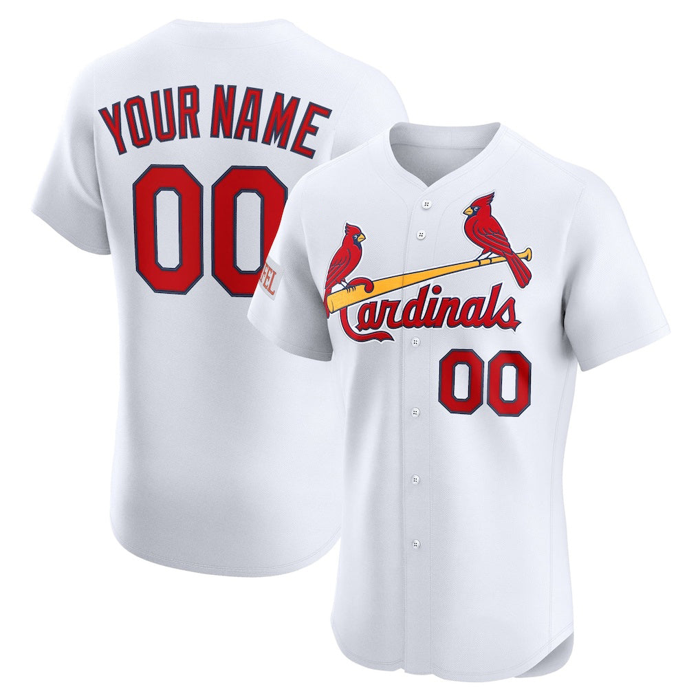Custom St. Louis Cardinals White Fedasgoge Home Elite Sponsor Patch Jersey