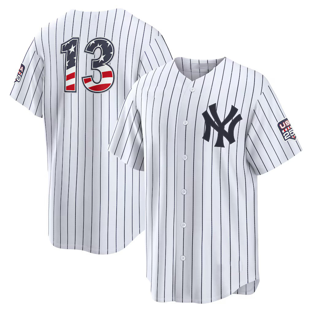 New York Yankees #13 Jazz Chisholm Jr. USA 250 Fourth of July Home Stadium Jersey - White Fedasgoge