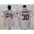 Houston Astros #30 Kyle Tucker White Fedasgoge With Patch Cool Base Stitched Jersey