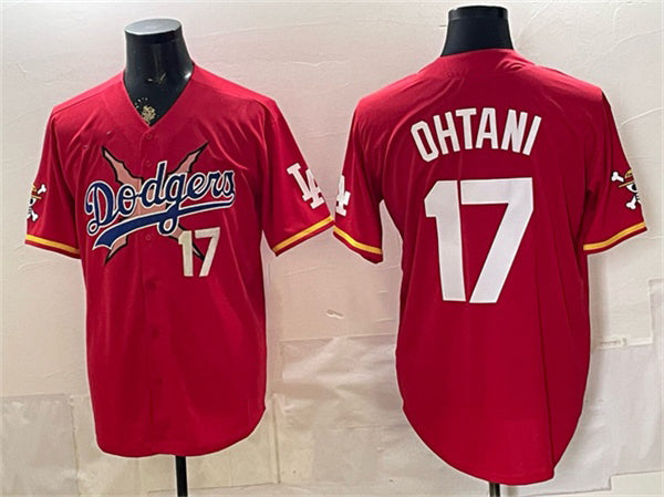 Los Angeles Dodgers x One Piece #17 Shohei Ohtani Red Fedasgoge Vapor Premier Limited Stitched Jersey